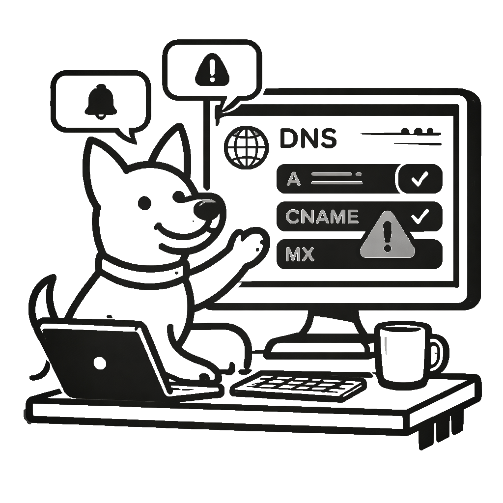 DNS change alert showing record updates for a domain