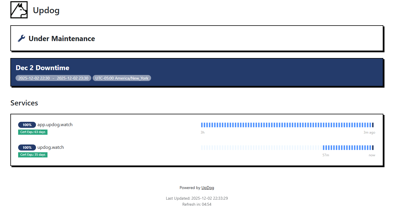 Maintenance Window Example