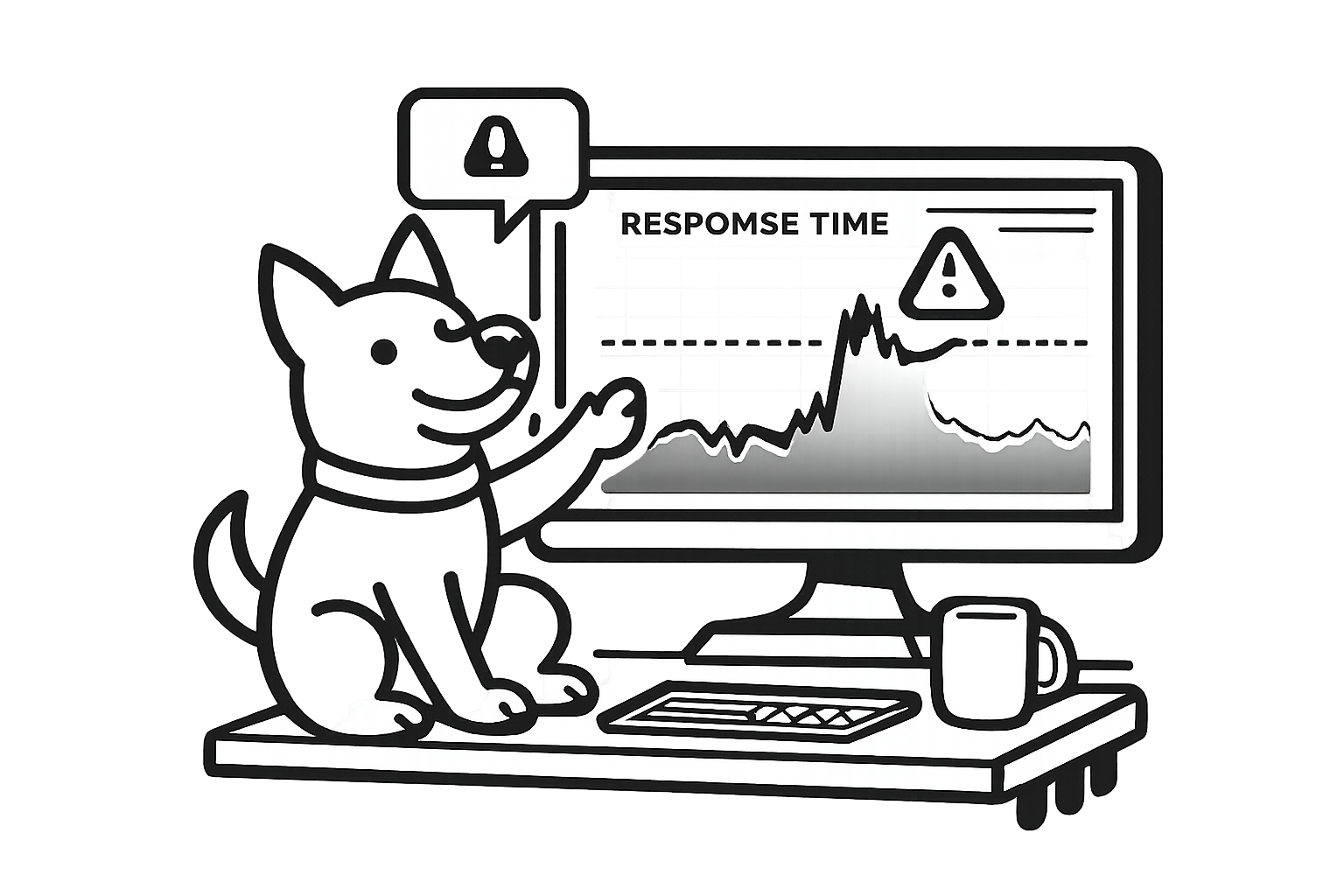Response time chart showing a latency spike and alert threshold